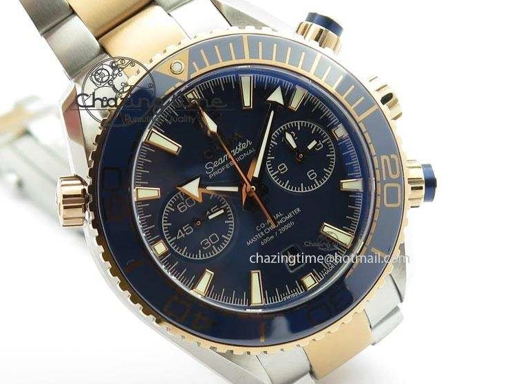 0320 FlexibleFit Seamaster Professional Chrono SS RG Blue Ceramic Blue Dial On SS RG Bracelet A 8211